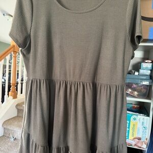 Olive Green Ribbed Women's Maternity Top
